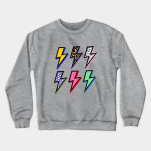 Lightning Bolts Set in Bright Colours and Animal Print Spots ' Crewneck Sweatshirt